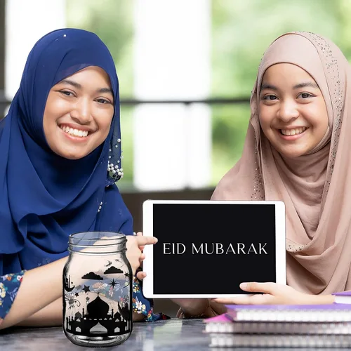 Vista 5 de Jutom 1135 calcomanías decorativas de Eid Mubarak, calcomanías para frascos de Ramadán Mubarak, calcomanías de Eid al Fitr Ramadán Kareem, adhesivos