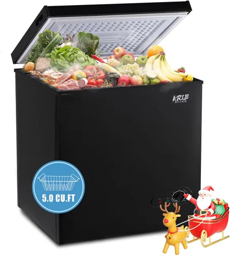 Vista 11 de KRIB BLING - Congelador de cofre de 3.5 pies cúbicos con control de temperatura de 7 velocidades (-4°F a 6.8°F), congelador compacto profundo