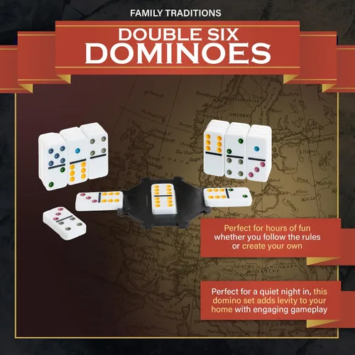 Vista 2 de Continuum Games Family Traditions - Juego de dominó (doble 6 unidades)
