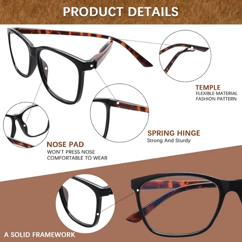 Vista 5 de COJWIS Progressive Multifocus Reading Glasses Blue Light Blocking for Women Men Spring Hinge Computer Readers