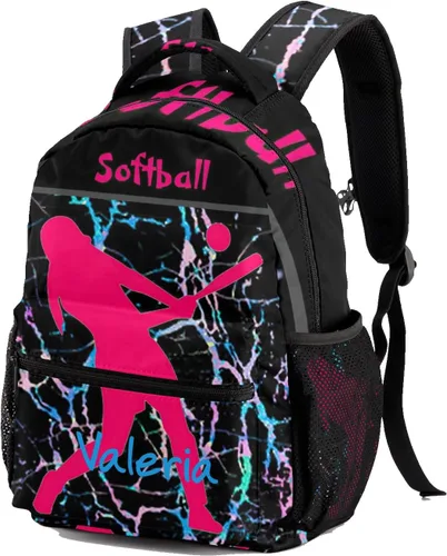 Vista 2 de Mochila unisex con nombre personalizado para jugadores de sóftbol para niños, personal de oficina diario, Personalizado 1, Mochilas Daypack