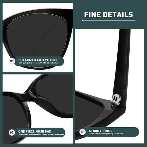 Vista 2 de WOWSUN Cat Eye Sunglasses for Women Polarized Cateye Sunnies