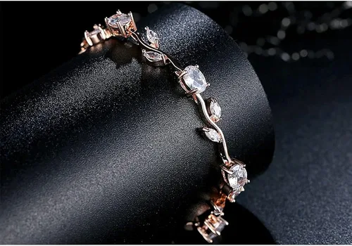 Vista 3 de 18K Rose Gold-Plated Crystal Bracelet for Women Red & Green Shiny Gemstone Tennis Bracelet Diamond Bangle Bracelet for Girls Fashion Jewelry