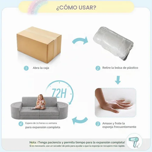 Vista 7 de Betterhood Sofá modular de 16 piezas para niños, sofá de espuma convertible
