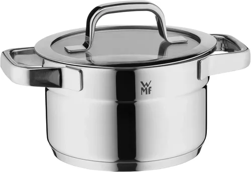 Vista 10 de WMF Compact Cuisine - Juego de cacerolas de inducción de 5 piezas con tapa de cristal, acero inoxidable Cromargan pulido, juego de ollas
