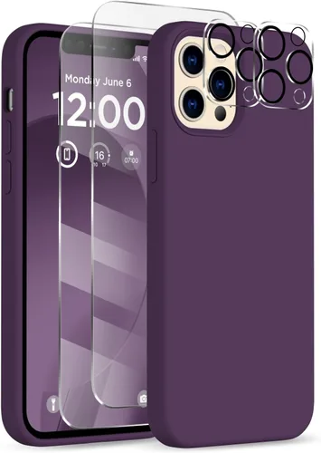 Vista 20 de Funda para iPhone 12 Pro Max, [2 protectores de cámara + 2 protectores de pantalla], funda protectora de silicona de cuerpo completo a prueba