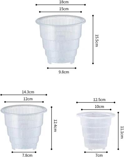 Vista 6 de Macetas de plástico transparente para orquídeas con agujeros, maceta de plástico para orquídeas, macetas blancas con bandejas de drenaje