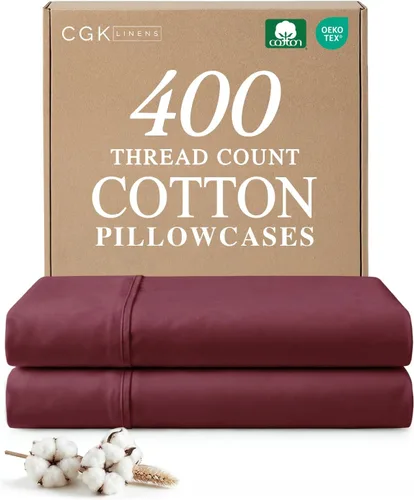 Vista 9 de Juego de 2 fundas de almohada 100 % algodón de 400 hilos, sin arrugas ni decoloración, protectores lavables a máquina, ropa de cama de hotel