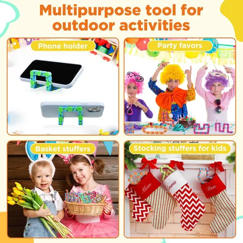 Vista 7 de Sotiff 60 Piezas Juguete Fidget Pista Loca Juguetes Fidget Wacky Tracks Serpiente Colorida Juguetes Regalos para Niños Adultos Autismo Alivio