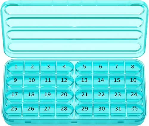 Vista 8 de Zoksi Organizador de pastillas mensual 1 vez al día, organizador de pastillero de 30 días, estuche de pastillas de un mes para viajes, contenedor