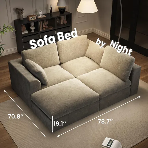 Vista 3 de Sofás seccionales Cloud de 110 pulgadas para sala de estar, sofá convertible sin hueso en forma de L con otomana, juego de sofá modular de gran