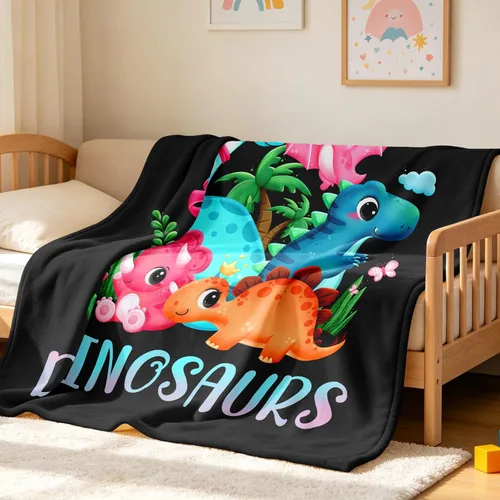 Vista 6 de Amonee-YL - Manta de dinosaurio para niñas, 40 x 50 pulgadas, regalos de dinosaurios