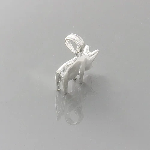 Vista 3 de Colgante de plata de ley 925, mini cerdo 3D con cola Q rizada HP, Metal, Sin gemas.