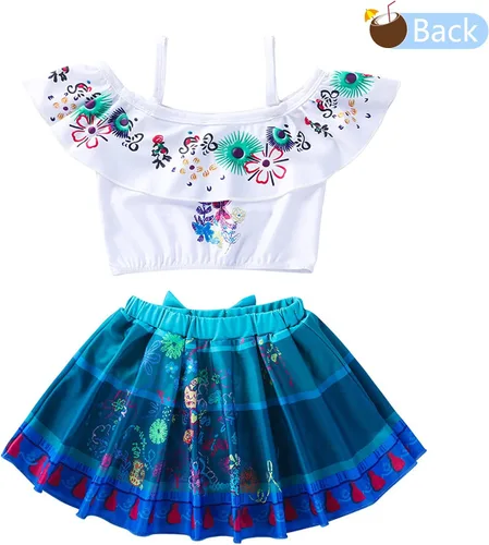 Vista 2 de AmzManch Girls Encanto 2 Pieces Swimsuit Mirabel Bikini Isabela Tankini Madrigal Family Adventure Swimwear Beach Bathing Suit
