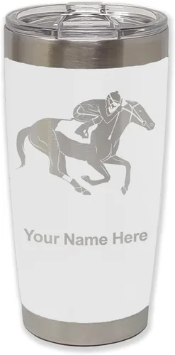 Vista 35 de LaserGram Vaso aislado al vacío de 20 onzas, carreras de caballos, grabado personalizado incluido (negro)