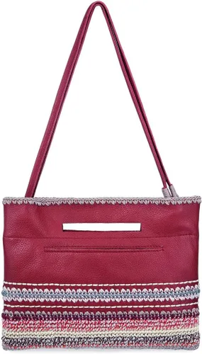 Vista 4 de The Sak Linden - Bolso cruzado convertible 3 en 1 en piel, correas ajustables y extraíbles, color carmesí Seminyak, Seminyak carmesí