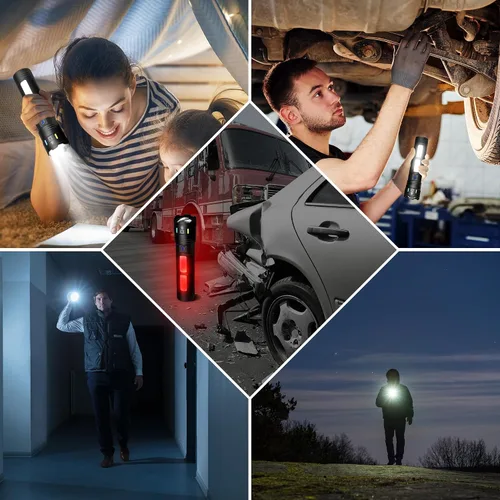 Vista 9 de Linternas Recargables 990,000 Lúmenes Altos, Luz Flash Súper Brillante de Largo Alcance 5000ft, 4 Modos con LED Rojo Intermitente Linterna Táctica