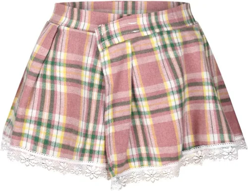 Vista 5 de Conjunto de lencería sexy para mujer, 2 piezas, cuello en V, parte superior con lazo y falda plisada a cuadros, trajes para sexo, travieso, cosplay
