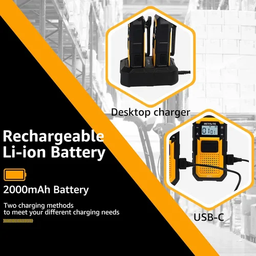 Vista 5 de Retevis RB48 Walkie Talkies Bundle con cable de programación, largo alcance