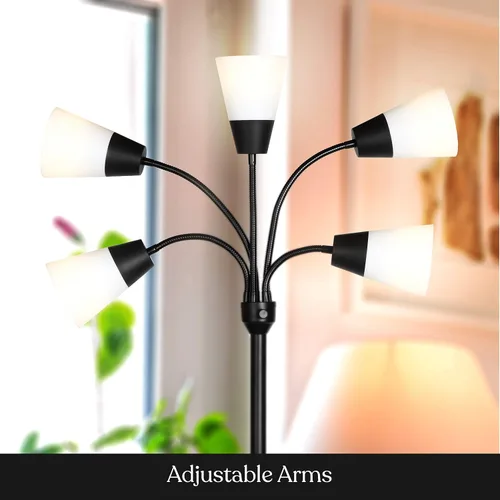 Vista 4 de Brightech Medusa - Lámpara de pie LED moderna – Lámpara de pie de múltiples cabezales para salas de estar y oficinas – Lámpara alta con pantalla