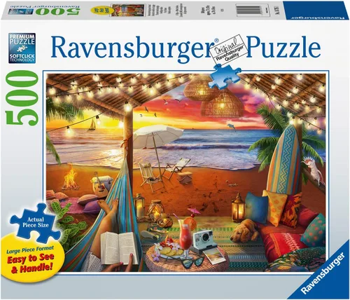 Vista 2 de Ravensburger Cozy Cabana Puzzle - Rompecabezas tranquilo de 500 piezas Tecnología única Softclick Gran formato Materiales certificados FSC