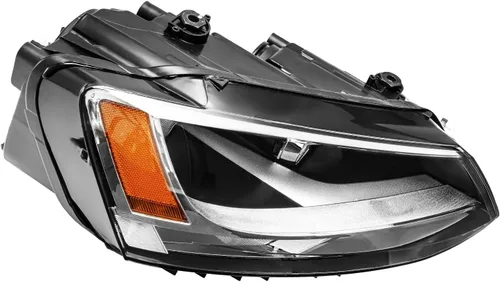 Vista 2 de Conjunto de faro delantero, carcasa cromada, reflector ámbar compatible con Jetta 2011-2018, paquete de 1 (lado derecho del pasajero)
