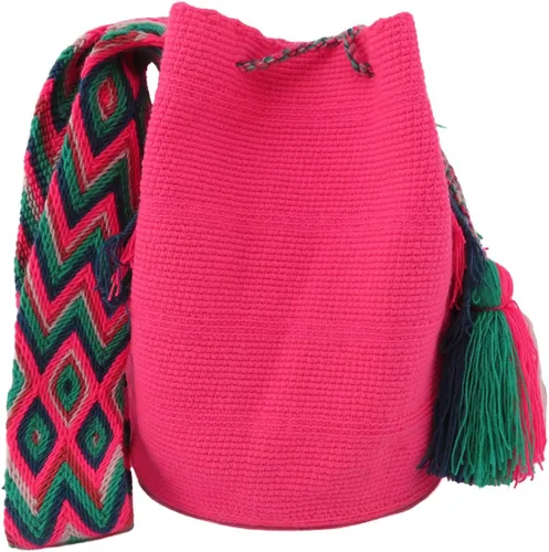 Vista 4 de WAYUU bags plain color Colombian handmade crossbody mochila colorful strap ship from Colombia