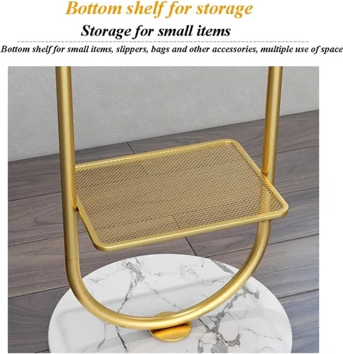 Vista 3 de Perchero dorado para ropa, perchero con base de mármol estable para abrigos, sombreros, bufandas, ropa y bolsos, para el hogar, dormitorio, hotel