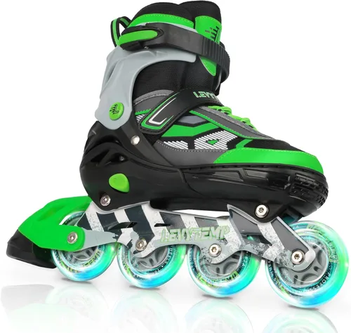 Vista 9 de Patines en línea ajustables para niños y adultos, patines al aire libre para principiantes con todas las ruedas iluminadas para niñas, niños