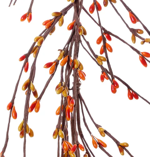 Vista 3 de J'FLORU Guirnalda de bayas de pip de otoño, decoración artificial de otoño de 5 pies (naranja/amarillo)