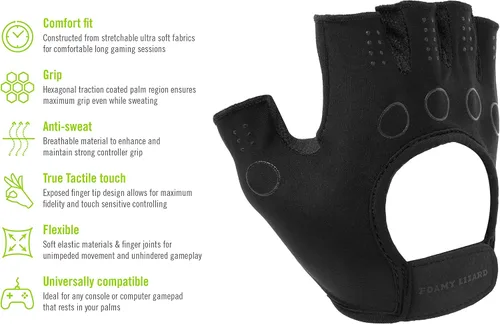 Vista 10 de Hexotech Pro Gamer Guantes tácticos antisudor sin dedos para control de agarre perfectos para Xbox Series X, PlayStation 5 Dualsense