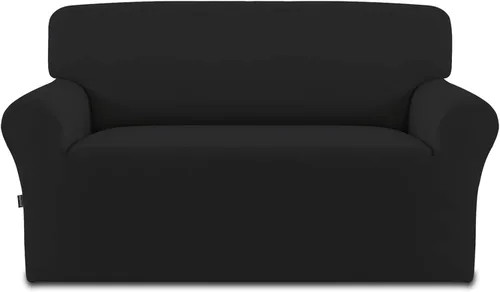 Vista 9 de Easy-Going Funda Elástica de Vellón Extensible para Sofá con Spandex Antideslizante, Protector de Muebles Suave y Lavable sin Brazos con Parte Negro
