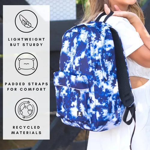 Vista 5 de Fenrici Mochila para niños, niños, mochila para la escuela, bolsas para libros con compartimento acolchado para laptop, 17 pulgadas, Azul