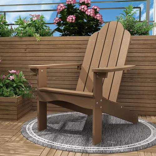 Vista 11 de LUE BONA HDPS Sillas Adirondack, 1 silla, patio exterior de larga duración para todas las estaciones, soporte para tazas oculto, 350 libras, azul
