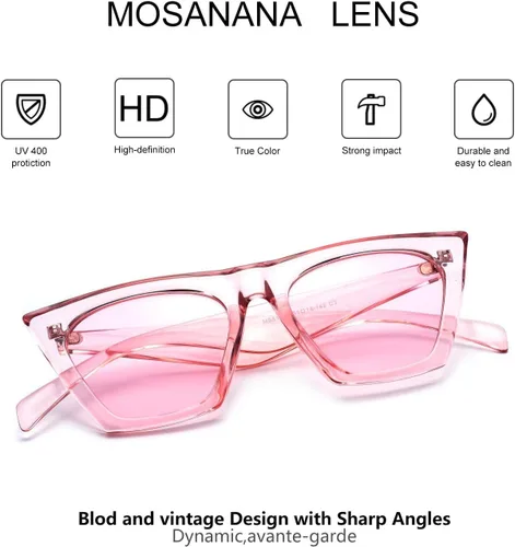 Vista 3 de mosanana Gafas de sol cuadradas con diseño de ojo de gato para mujer, modelo de estilo moderno-SHINE