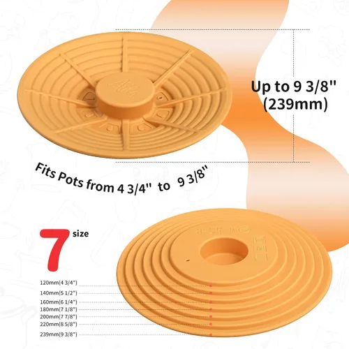 Vista 6 de Tapa universal de silicona para cuencos y ollas pequeñas, silicona de grado alimenticio, sin BPA, cubierta para microondas, protector