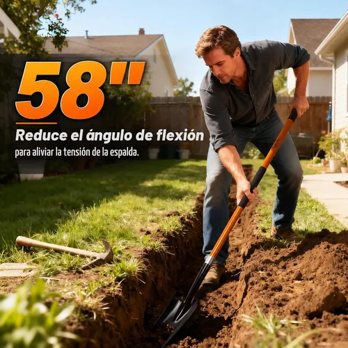 Vista 5 de VNIMTI Pala para zanjas limpias, pala de zanja de 4 pulgadas con mango de fibra de vidrio, 58 pulgadas