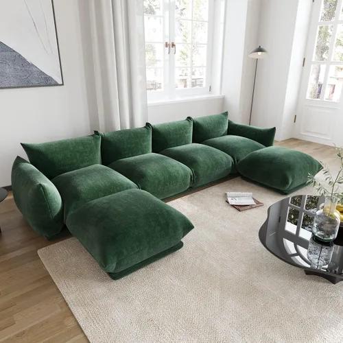Vista 25 de WJShome - Sofá seccional modular, sofá de chenilla de 264 cm de lana minimalista, sofá convertible de 3 plazas, sofá de sala de estar ancho
