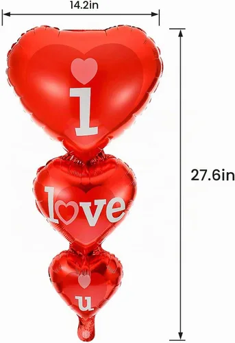 Vista 4 de 20 + 2 globos con texto en inglés "I Love You", globos de corazón, decoraciones del día de San Valentín e idea de regalo para él o ella