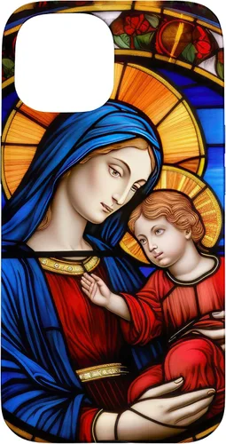 Vista 6 de Blessed Virgin Mary and Jesus Christ Stained Glass Case for iPhone 16