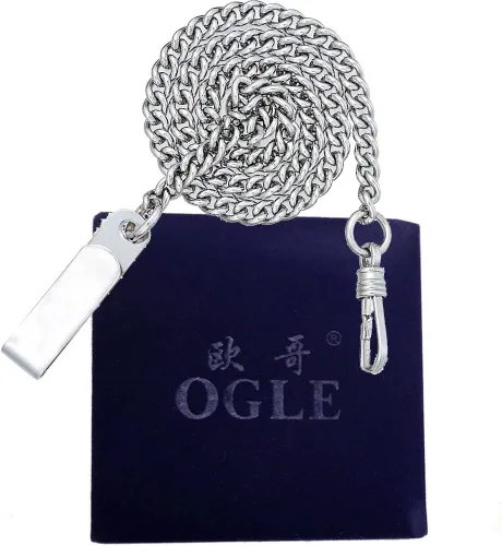 Vista 7 de OGLE Lupa luminosa impermeable Tourbillon Luna Sol Cadena Fob Auto viento automático mecánico reloj de bolsillo