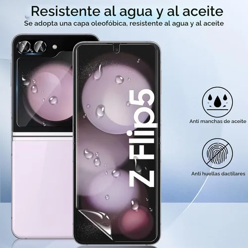 Vista 2 de Protector de pantalla para Samsung Galaxy Z Flip 5 (2 juegos, 6 unidades) Internal Flexible TPU Screen Protector + Outer Tempered Glass Screen