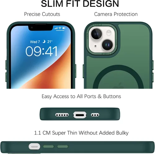 Vista 8 de BENTOBEN Funda magnética para iPhone 14 Plus [compatible con Magsafe] Funda translúcida mate para iPhone 14 Plus, delgada, a prueba de golpes