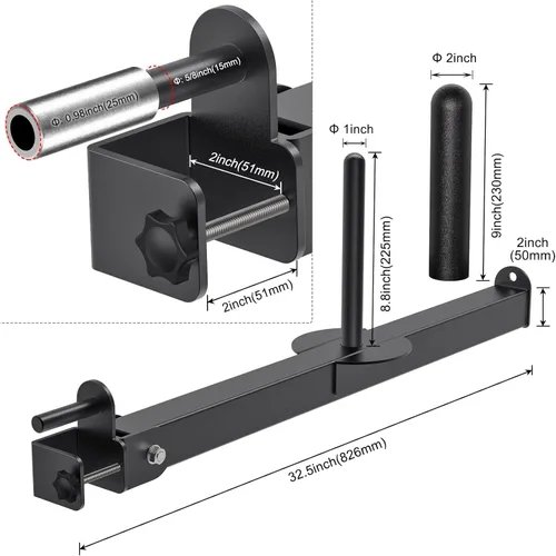 Vista 7 de Nordic Hamstring Curl Attachment, Dip Bar, Belt Squat & Safety Spotter Arms for 2"x2" & 3"x3" Power Racks, Home Gym Strength Training Accessories
