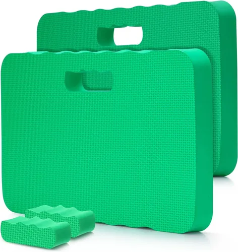 Vista 8 de Ohuhu Rodillera gruesa de alta calidad, paquete de 2 rodilleras grandes y cómodas para jardinería con 2 superficies diferentes, cojín de rodilla