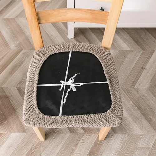 Vista 4 de Fundas elásticas para sillas de comedor, fundas protectoras extraíbles para sillas de cocina, fundas protectoras para comedor, hotel Gris y verde
