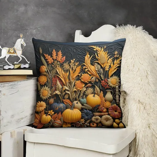 Vista 13 de Funda de almohada de paisaje, campo, otoño, otoño, tamaño estándar, otoño, día de Acción de Gracias, cuadrada, suave, doble cara, impresión, funda