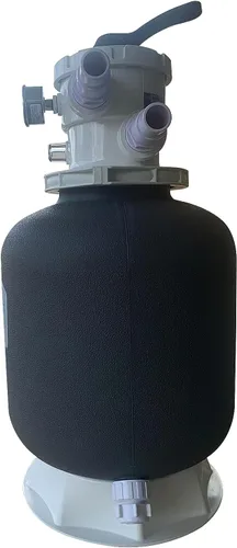 Vista 2 de FibroPool Filtro de arena para piscina de 14 pulgadas, 75 libras, sobre el suelo hasta 3500 galones, válvula multipuerto de 6 vías, compatible