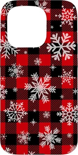 Vista 14 de Snowflakes Snow Snowing Christmas Winter Red Black Plaid Case for iPhone 17