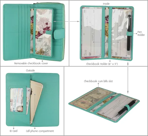 Vista 2 de Cartera grande de piel para mujer con bloqueo de identificación por radiofrecuencia